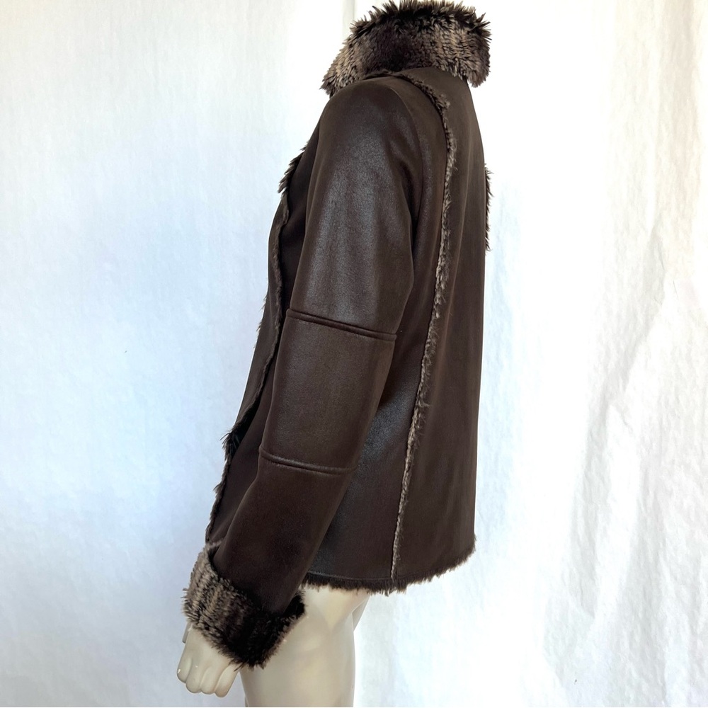 CHICO’s Brown Faux Fur Trimmed Women's Jacket - Picture 5 of 16